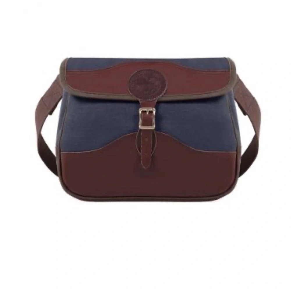 Duluth Pack Field Satchel Blue Canvas Brown Leather Trim Messenger Crossbody